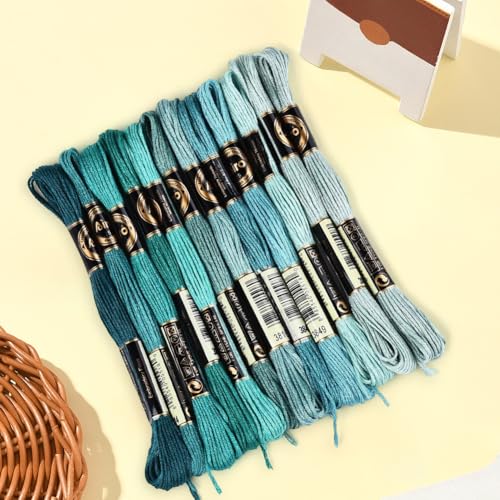 12 Skeins 6 Strands Green Embroidery Floss Thread for Jewelry - color: Dark Green