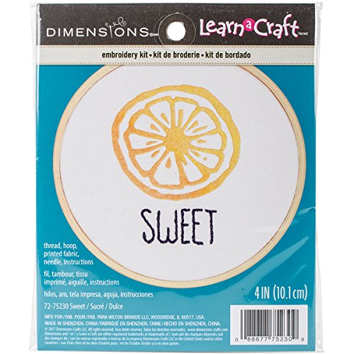 Dimensions 'Sweet' Short N' Sweet Mini Embroidery Kit for Beginners, 4'' - color: Sweet