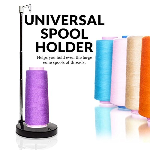 Adjustable Single Thread Spool Holder – Stand alone Embroidery, Sewing or Quilting Thread Holder or Stand – Ensures Smoother Feed = Heavy Plastic Base
