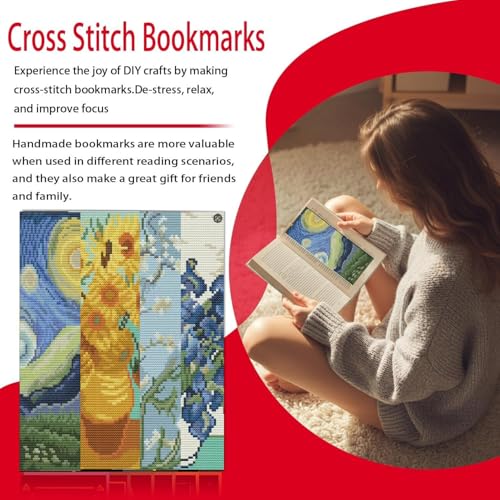 niurenmaoyi 6 Pack Abstract Bookmark Stamped Cross Stitch Kits for Beginner - color: Cross Stitch Kits0512-04