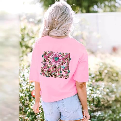 Mama DTF Transfer Ready to Press Mother’s Day Heat Transfer Vinyl Decal Pink Best Mom Ever Iron on Patches Pink Flower Butterfly Leopard Design Iron on Transfer Stickers for T-Shirt Pillow Cover 4PCS - style: Mother's Day