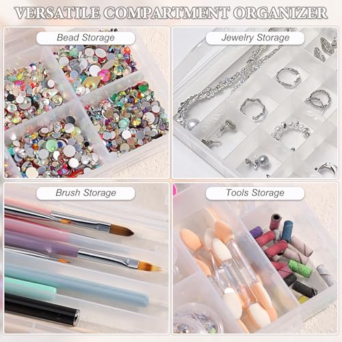 SUTOKAKA 1Pc 21 Grids Plastic Jewelry Organizer Necklace Storage Box Small Compartments Bead Container for DIY Nail Crafts Beading Art Supplies - size: 21