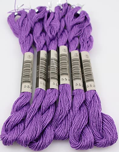 KCS 25 M/Skein Mercerized Pearl Cotton Crochet Needlepoint Thread,Size 5,6 skeins,Violet - color: Violet
