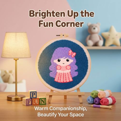 Harimau Punch Needle Kit Twelve Zodiac Signs Pattern,1Pc Embroidery Hoop, Essential Punch Needle Supplies,Ideal Punch Art for Beginners,DIY Adults Embroidery, Video Teaching - color: 65280