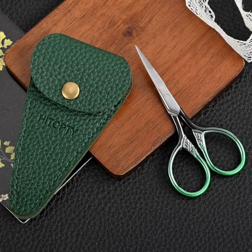 Small Sharp Scissors for Women Men Eyebrow Hair Beauty Grooming - color: Dark Green