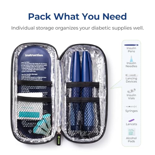 AUVON Lightweight Insulin Cooler Travel Case, 3-Layer Thickened Insulation - color: Black