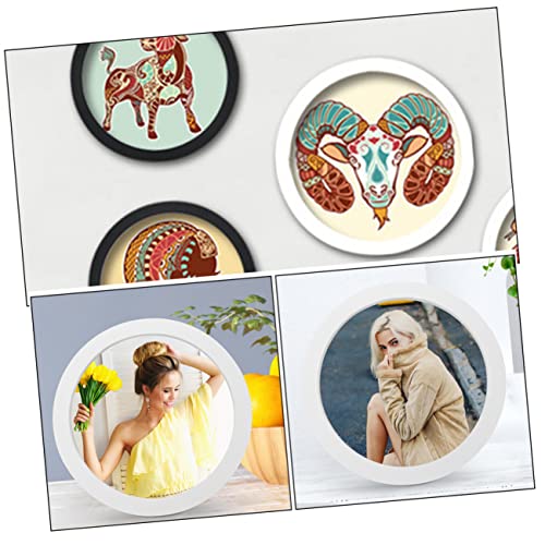ARTIBETTER 7 Inch Round Embroidery Hoop Frame - White Photo Frame with Acrylic Cover, Wood Display for Cross Stittch Art, Needlepoint, & Wall Decor