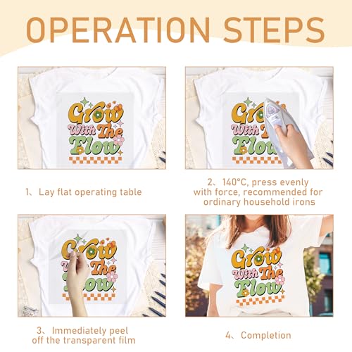 Dazoratix Groovy Iron on Transfers - 20 Sheets Inspirational Heat Transfer Vinyl Stickers Flower Decals Ready to Press for T-Shirts Clothing Patches Hat Pillow Appliques DIY Crafts Clothes Decorations - style: Groovy-20PCs