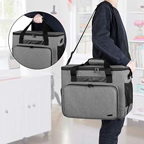 Teamoy Sewing Machine Case, Carrying Tote Bag Storage Organizer, Gray - color: Gray