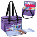 CURMIO Double-Layer Knitting Tote Bag, Yarn Storage for Crafts, Purple - color: purple
