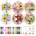 ORIGACH 6 Pack Flower Bouquet Embroidery Kit for Beginner - style: Flower Bouquet