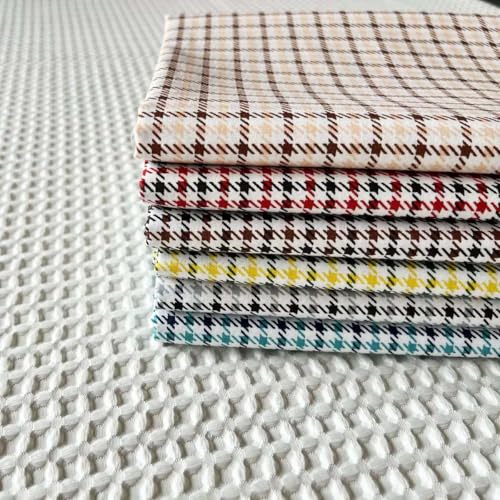 10x10 Inch Houndstooth Cotton Fabric Squares - 42 Pcs 10 Inch Pre-Cut Pattern Bundle for Premium Quilting and DIY Crafts - color: Gingham, size: 10 inch x 10 inch