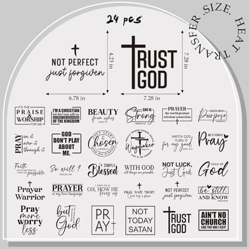 30 Pcs Christian Bible Verse DTF Transfers Ready to Press for Clothes - style: Christian