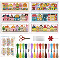 ORIGACH 6 Set Colorful Town House Cross Stitch Bookmark Kit for Beginner - style: Small Houses