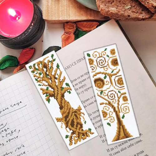 ORIGACH 6 Set Tree of Life Cross Stitch Bookmark Kit for Beginner - style: Tree of Life