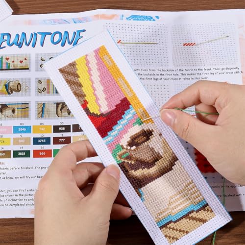 ORIGACH 6 Set Coffee & Book Cross Stitch Bookmark Kit for Beginner - style: Coffee and Books Cross Stitch Bookmark Kit