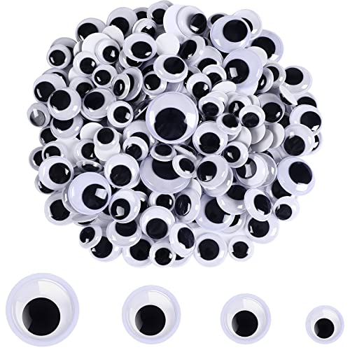 FEBSNOW 200Pcs 6mm-12mm Googly Wiggle Eyes Self Adhesive for DIY Crafts - size: 6mm-12mm