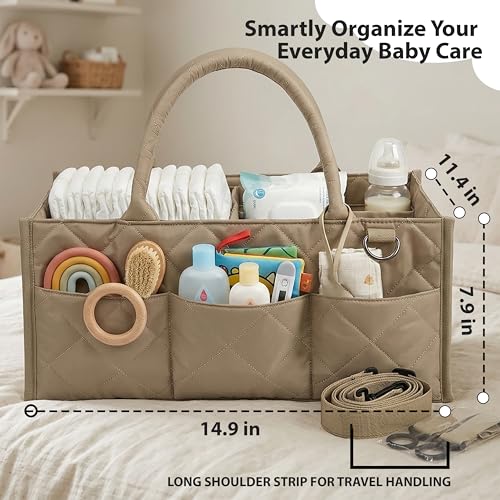 Baby Diaper Caddy Organizer, Khaki - color: Khaki