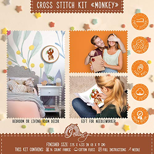 Povitrulya Cross Stitch Kit fors 'Monkey' - color: Monkey