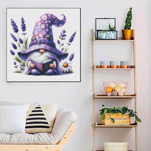 Gnome Stamped Cross Stitch Kits Cross Stitch Patterns,Flower Dimensions Cross Stitch Kits Embroidery Kit Arts and Crafts for Beginners 13.7x13.7 inches - color: D057A