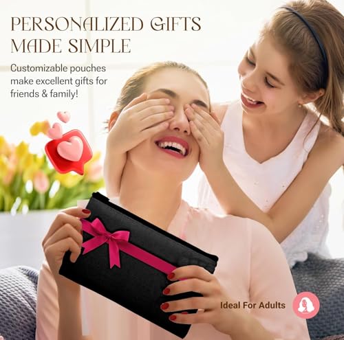 40pcs Black canvas Zipper Pouch Makeup Bags Bulk Pencil Case, Smooth Zipper - color: Black, size: 8.3x4.7