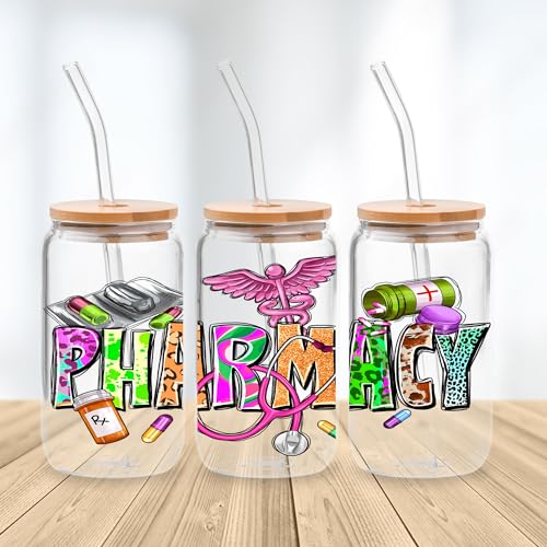Nurse UV Transfer Sticker 5 Sheet Waterproof 3D Cup Wraps Stickers for 16OZ Glass Mug Rub On Transfer Furniture Craft DIY Crafts - style: Nurse-5PCS