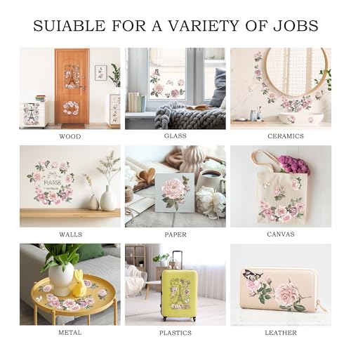 Joeyan Rub on Transfers for Crafts and Furniture - 2 Large 12"x18" Sheets - style: Paris Flower Memory