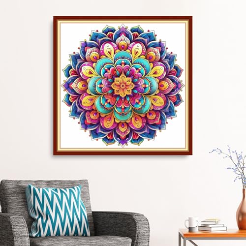 Redxing Stamped Cross Stitch Kits - Beach Night Landscape Counted Cross Stitch Kits for Beginners Adults Needlepoint Cross-Stitch Patterns-Magic Mandala 18x18 inchs - color: ArtsKit02