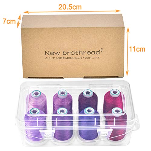 New brothread 8 Spools Embroidery Machine Thread with Box -Different Purple - color: Differ Purple