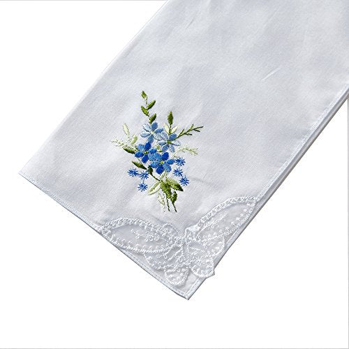 RDS HANKYTEX Cotton Embroidery Ladies' Handkerchiefs Lace Set of 6 - style: 6
