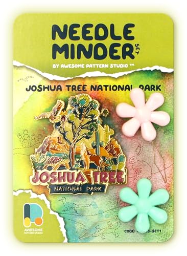 Awesome Pattern Studio Needle Minder Set - Joshua Tree Magnetic Needle Minder + 2 Needle Threaders. Enamel Pin for Cross Stitch, Embroidery and Craft - size: Joshua Tree Modern Design - SET #1