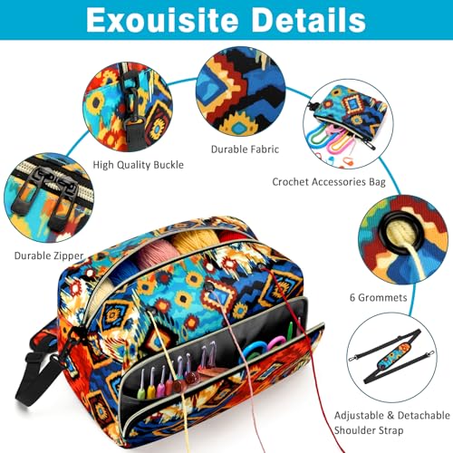 IBFUN Crochet Yarn Knitting Bag Organizer for Knit Accessories Hooks - color: L-Multicolored, size: Large