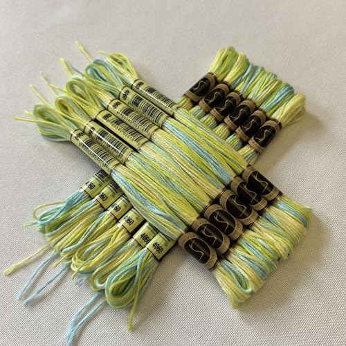 Magical Color Variegated Cross Stitch Thread Color Variations Embroidery Floss Pack, 8.7-Yard, Weeping Willow, Pack of 12 Skeins