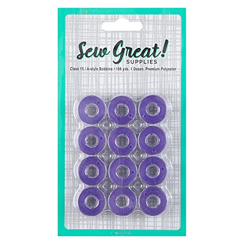 Sew Great Sewing Machine Prewound Bobbin 60 Weight Polyester Thread 12-Pack #499 Rodeo Queen Purple - color: Rodeo Queen