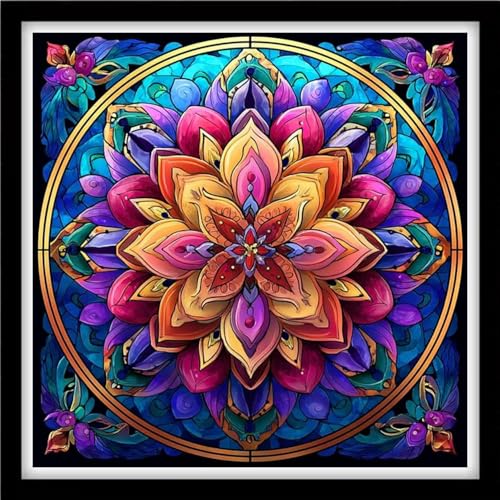 Fanxvivy Counted Cross Stitch Kits for Adults 11CT Unprinted Cross-Stitch Patterns Embroidery Kits Easy Cross Stitching Needlepoint Kits&Magic Mandala 18x18 inch - color: DIY-craft05