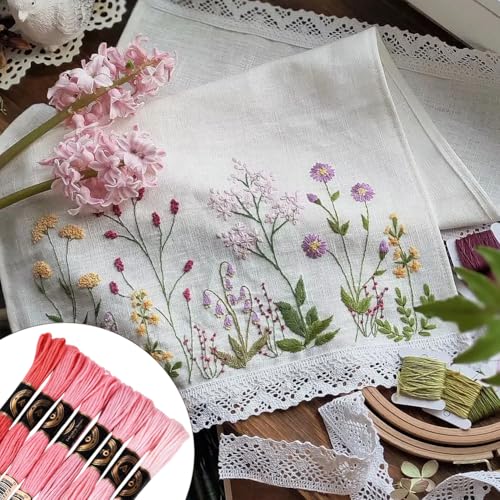 70 Yards 8 Skeins Gradient 6 Strands Hot Pink Embroidery Friendship Bracelet Thread Variegated Floss Cross Stitch Polyester Threads Assorted Bulk Set for Hand Sewing Making Crochet Supply - color: Hot Pink Purple, size: 70 Yards