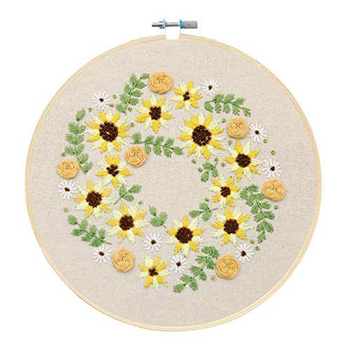 Linen Needlework Fabric, Kissbuty 5 PCS Linen Fabric Cloth for Garment Craft Flower Pot Decoration Embroidery Cross Stitch Cloth, 19.6 by 19.6 Inch (White Beige)