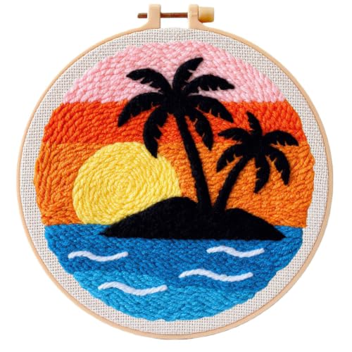 Punch Needle Kit Beginners Beach Landscape Embroidery Kit DIY Craft Lovers - color: Beach