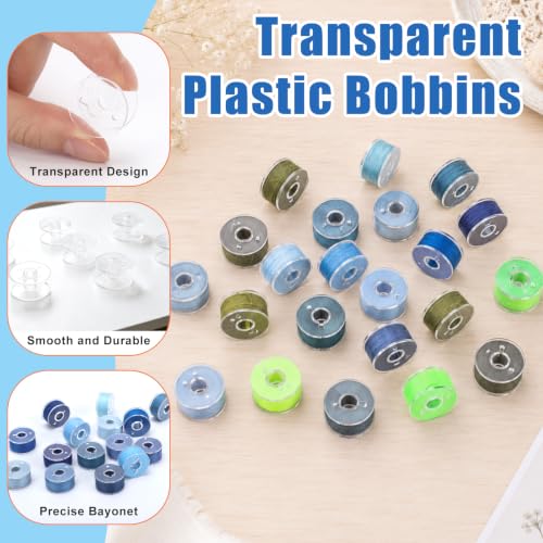120 Pcs Pre-Wound Bobbins Sewing Thread 120 Colors (Blue) - color: Blue