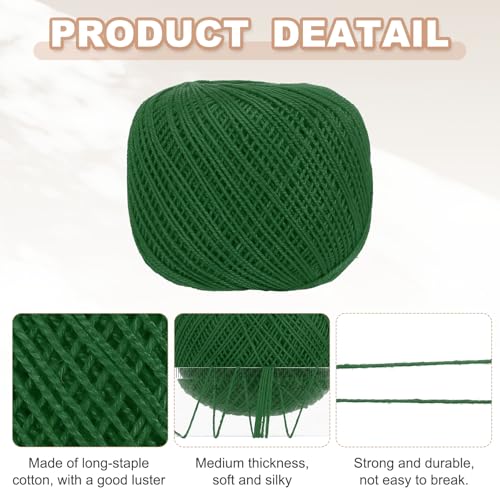 MECCANIXITY Crochet Thread Pearl Cotton Size 3 Green 164 Yards for Crocheting Tatting Knitting Embroidery Sewing - color: Green