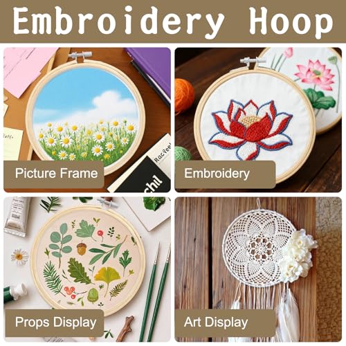 2 Pack Embroidery Hoops, 8 Inch Round Embroidery Hoops, Natural Wood Cross Stitch Hoop with Adjustable Screw for Friendly Embroidery, Cross Stitch, Craft & Beginner, and DIY Decoration - style: 8 Inch