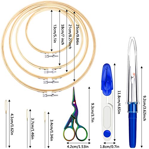 Mudder 53 Pcs Cross Stitch Kit with Embroidery Hoop Bamboo Needles,Blue - color: Blue