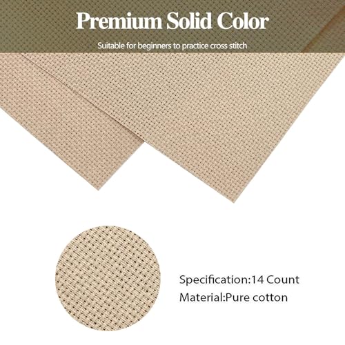 Aida Cloth 14 Count Cross Stitch Fabric Cross Stitch Aida Cloth for Embroidery and Needlework (Light Brown, 30 * 39inch) - color: Light Brown
