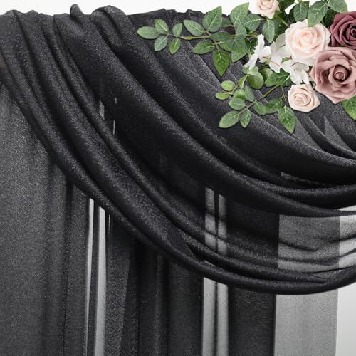 Wedding Arch Draping Fabric 1 Panel Black Sheer Backdrop Drapes - color: Black, size: 1 Panel
