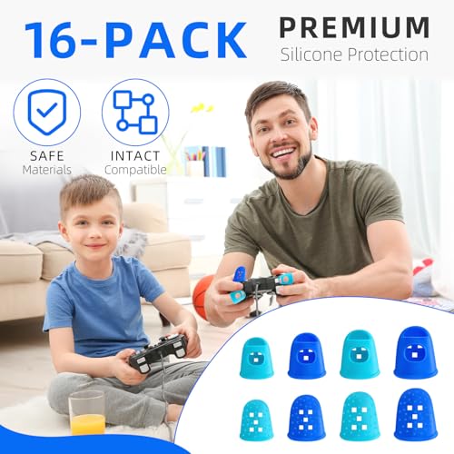 16PCS Guitar Fingertip Protector,4 Sizes Silicone Finger Tips,Anti-Slip Finger Protection Covers Caps,for Manual Sewing,Money Counting and Stringed Instruments (Blue & Aqua) - color: Blue & Aqua