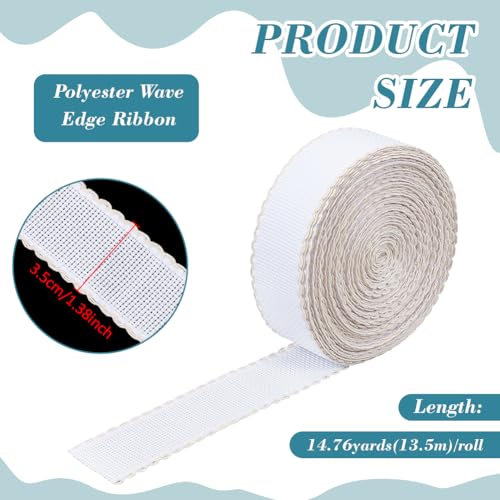 BENECREAT 14.8yd x 1.4in Aida Band with Antique White Edge, Cross Stitch Fabric for Embroidery Needlework Bookmark DIY Crafts, 0.7mm Thick - color: Antique White Edge