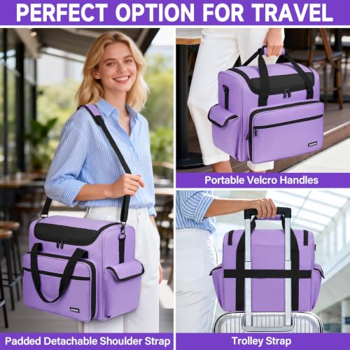 Craft Bag for Scrapbook Supplies, Large Scrapbook Tote with 15.6'' Laptop Sleeve, Art Supply Storage Bag with Multiple Pockets for Scrapbooking Tools, Purple - color: Purple, size: Without Trolley