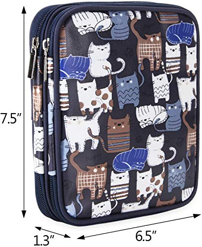 Teamoy Crochet Hook Organizer Case, Empty Crochet Hook Holder, Cats Blue - color: Cats Blue