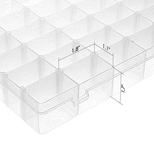 Gospire 36 Grids Clear Plastic Jewelry Box Organizer with Removable Divider - color: Clear-36 Grids