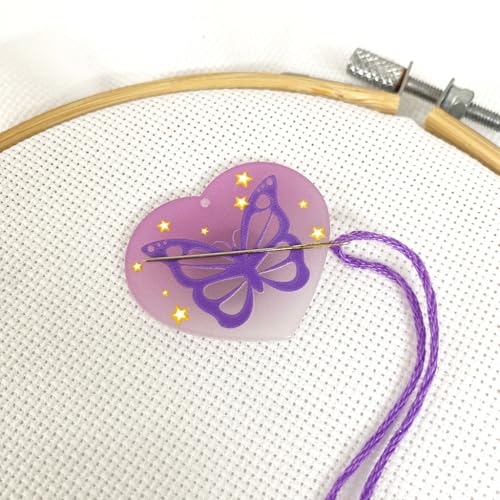 DPXWCCH 2 Pieces Heart Needle Minders for Cross Stitch,Butterfly Magnetic Needle Nanny Embroidery Sewing Needlework Accessories